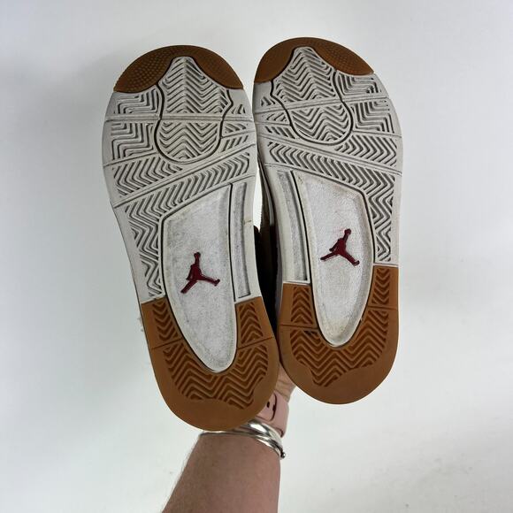 Air Jordan 4 Retro Wild Things Sneaker Unisex 2Y Cream Lace Up athletic Shoes - Picture 8 of 12